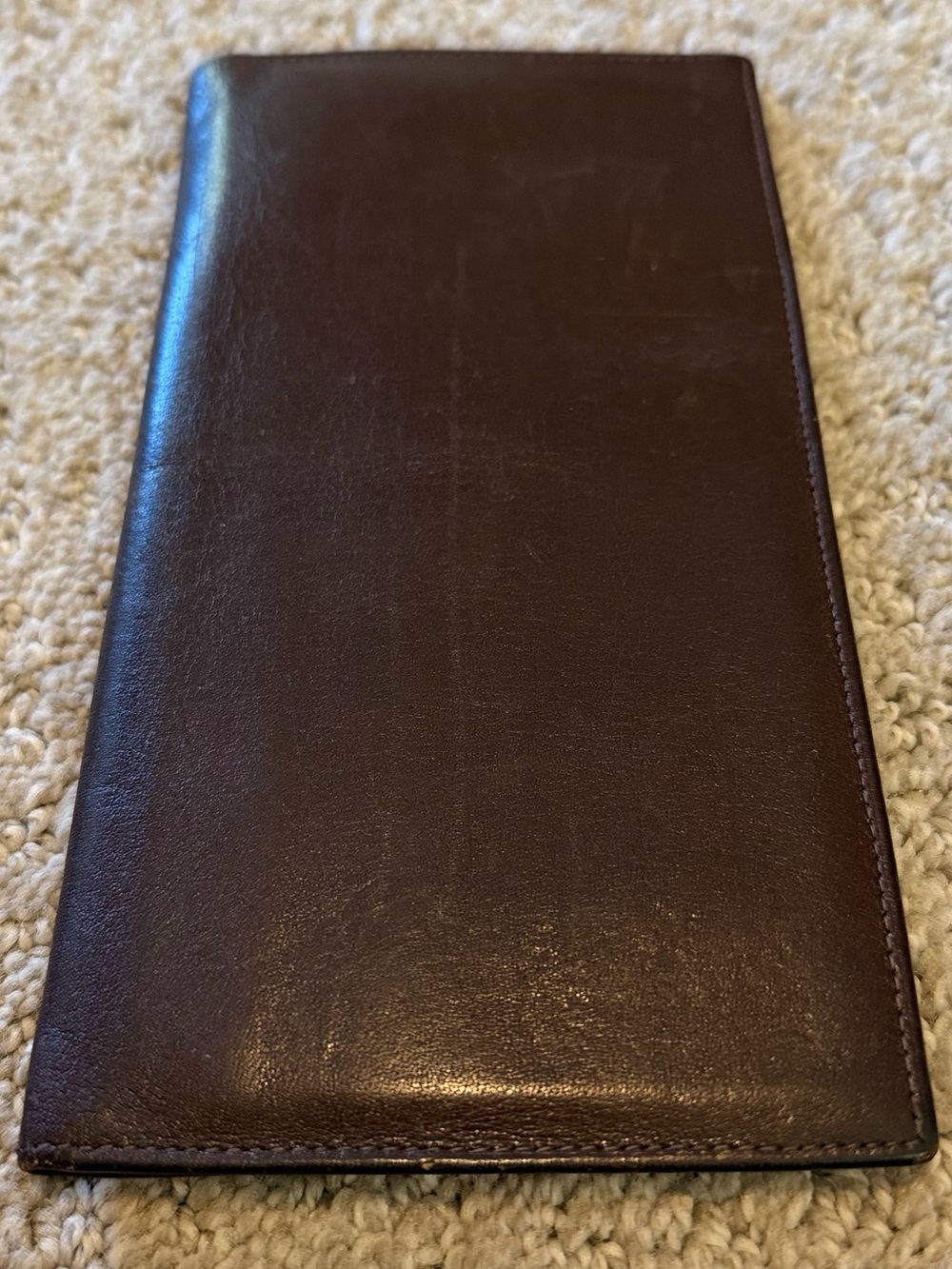 Bosca Leather Wallet Checkbook Cover Bifold Men's Brown Full Grain Hide Vintage